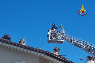 Incendio sul tetto di un condominio a Fano: fiamme sotto i pannelli solari